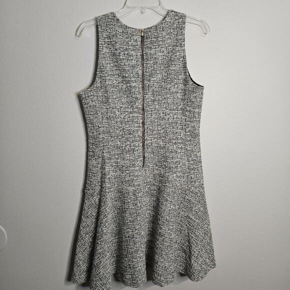 BANANA REPUBLIC Sleeveless Drop Waist Boucle Black White Dress 12 Flounce EUC - Picture 2 of 11